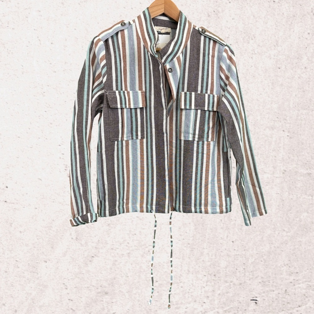 Mystree Striped Jacket - Linen Blend NWT